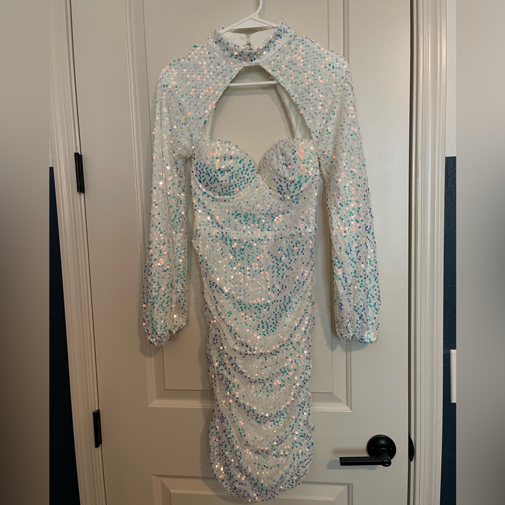 Sequin Long Sleeve Cut Out Dress - NWT Size Small